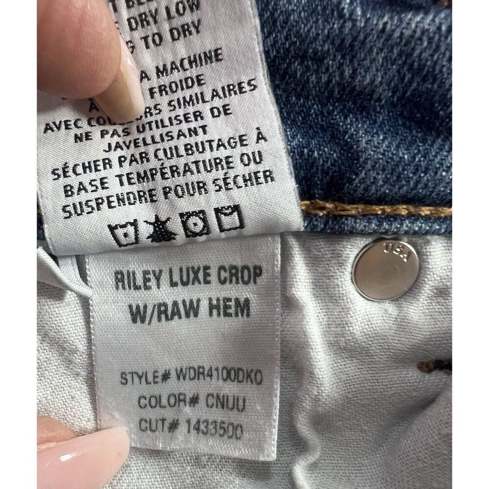 Hudson Women Riley Luxe Crop Raw Hem Straight Jeans Size 29 Blue - Picture 6 of 15